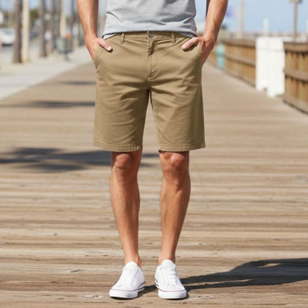 WP Weatherproof Men's Brown Flat Front Cargo Pant Khaki Chino Shorts Size 36